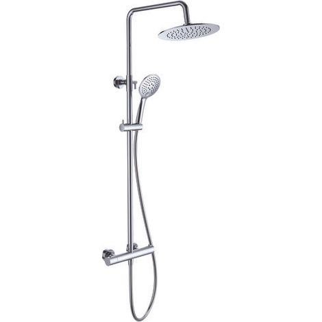 Colonne de douche Calipso mitigeur thermostatique corps froid, sécurité anti-brûlure, finition chrome (1/2)