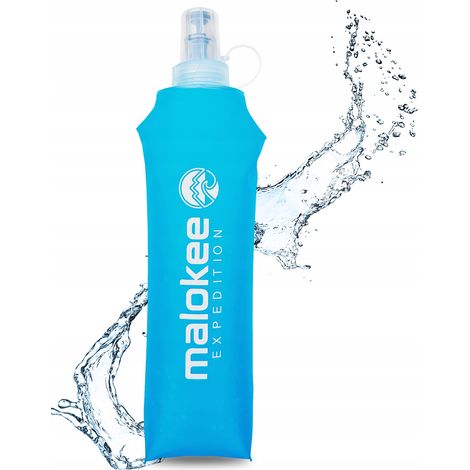 Weiche Trinkflasche, 500 ml, blau, flexibel, für Sport und Laufen