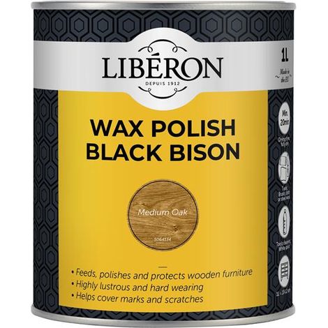 Liberon Black Bison Wax Paste Medium Oak 1kg LIBBBPWMO1N