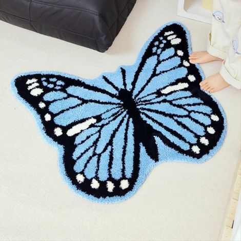 Papillon Animal Tapis Chambre Salon Haut de Gamme Épaississement Spécial Forme Tapis de Sol Absorbant Tapis de Sol B (1/5)