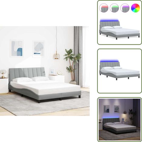 Letto con cuscino testiera - vidaXL Giroletto senza Materasso Hanko Grigio Chiaro 140x190 cm Tessuto - Letto con doghe in compensato