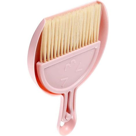 [Mini-Mopp & Rechen] Schreibtisch-Reinigungsset mit fröhlichem Gesicht – Rosa – Tragbare Version (1/3)