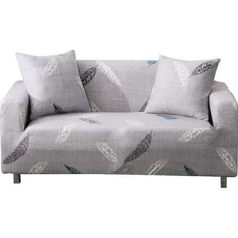 Housse de Canapé Extensible Impression,Moderne Anti-dérapante 1/2/3/4 Places Revêtement de Canapé Élastique Housse Canape (2 Place Housse de Canapé:141-180cm, Gris-Plume) (1/5)