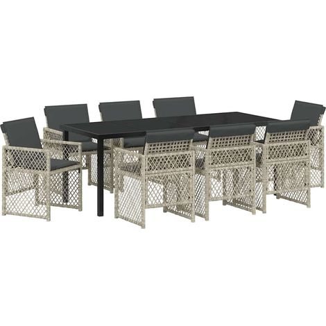 Maison Exclusive - Set da Pranzo per Giardino 9 pcs Grigio chiaro polyrattan
