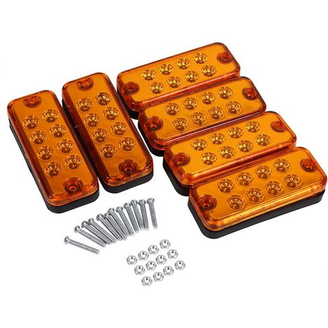 Feux latéraux LED 12V 6 x 8 pour voitures, camions et remorques (6 unités, jaunes) à vendre. (1/5)