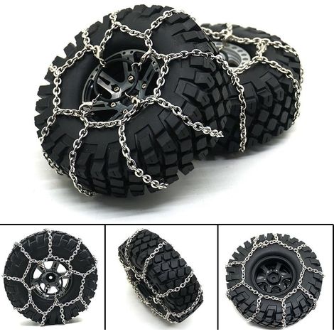4 pièces Métal Anti-dérapage Neige Chaînes Pneu Chaînes Pour 1/10 TRX-4 trx4 Crawler (1/5)