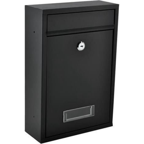 Boîte aux lettres noire avec rabat de fermeture – 2 clés – Capacité jusqu’à 8 journaux – Design élégant et sécurisé (1/5)