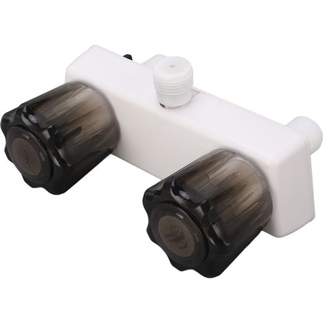 Valvola deviatrice per rubinetto doccia camper, miscelatore con controllo a 2 pulsanti, con rotella, per camper, colore bianco. (1/4)
