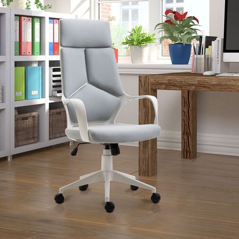 Sedia da ufficio girevole in rete con funzione di inclinazione, altezza regolabile e schienale alto, 63x63x117-127 cm, grigia (1/5)