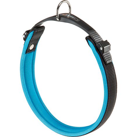 Ferplast ERGOFLUO C Collier pour chiens avec rembourrage souple et système de fermeture avec micro-régulation. Variante C25/60 - Mesures: A: 52-60 cm B: 25 mm - Bleu (1/5)