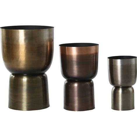 Macetero Set 3 Metal 40X40X62 Patinado Dorado (1/3)