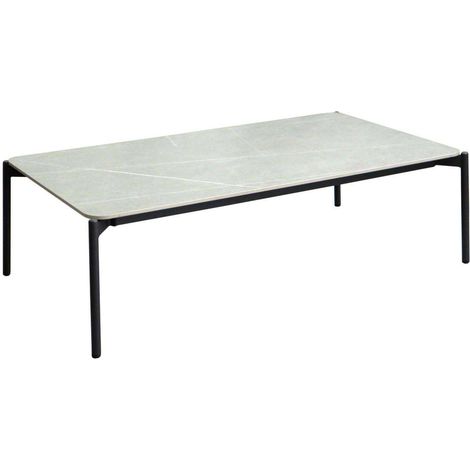 Table basse de jardin plateau céramique Ambiance Graphite et gris (1/3)