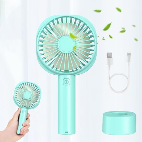 Mini ventilateur portable de bureau avec batterie rechargeable USB 2600 mAh, ventilateur personnel avec base, ventilateur de table électrique rafraîchissant pour le sport-AquaForge (1/5)