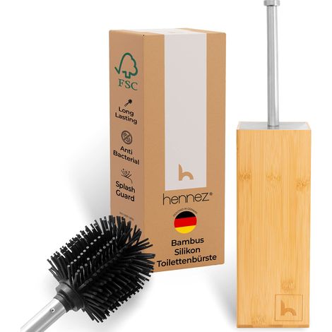 Brosse WC en Silicone avec Porte-Brosse en Bambou (1/5)
