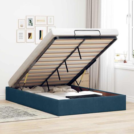 Ottoman-Bett ohne Matratze Dunkelblau 120x200 cm Samt (1/5)