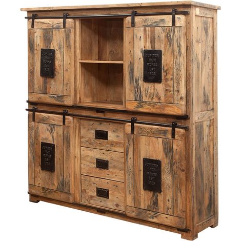 Highboard Mango 150x45x160 natur lackiert RAILWAY 125 (1/3)