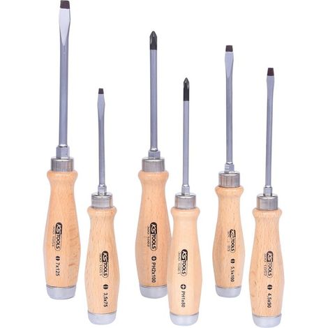 KS Tools ERGOTORQUE WOODmax Schlag-Schraubendreher-Satz, 6-teilig (1/2)