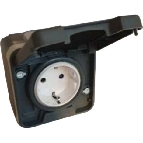 Prise 2P+T SCHUKO complet - étanche IP55 - OXXO Gris - Eur'Ohm