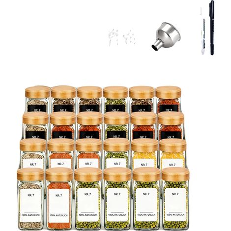 Barattoli per spezie con chiusura ermetica, materiali ecocompatibili, 24 barattoli (1/2)