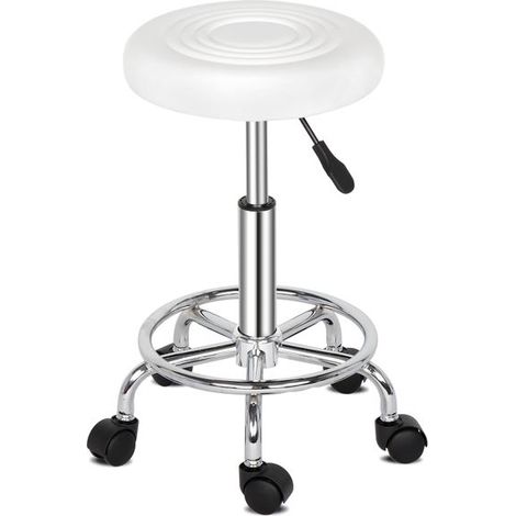 Tabouret de bar Rembourré Confortable, siège pivotant hydraulique Robuste, réglable en Hauteur, Robuste et Durable Blanc (1/5)