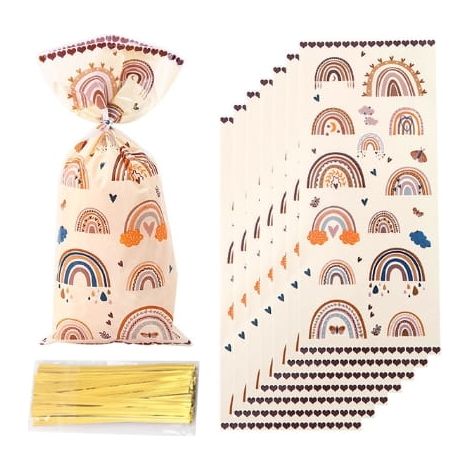 Sacchetti di plastica per biscotti 12x27 cm / 100 pezzi arcobaleno