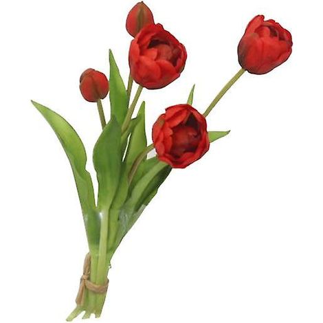 bouquet de tulipes artificielles en PVC, couleurs vives, décoration pour la maisonrouge foncé (1/5)