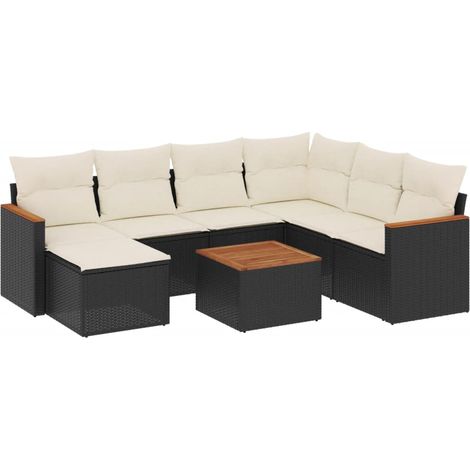 vidaXL Set Divani da Giardino con Cuscini 8 pz Nero in Polyrattan (1/5)