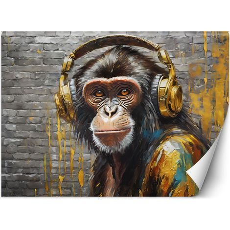 Fototapete Affe Kopfhörer Musik 350x245 cm (1/5)