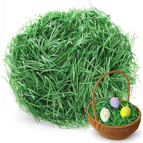 Grünes Ostergras 200 g Kunstgras für Geschenkkörbe und Osterkörbe für Kinder Ideal für Osterdekoration und Tischdekoration (1/5)