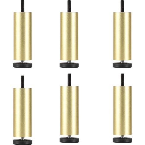 6 Stück Möbelfüße Verstellbare Tischbeine Aluminiumlegierung Möbelbeine für Bett Sofa Schrank Gold - 15cm (1/4)
