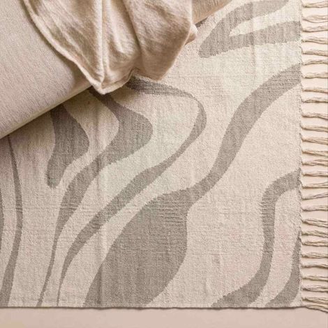 Tapis zébré à franges beige et marron 60x90cm