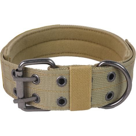 Collier pour chien basique – Collier d'entraînement tactique militaire réglable en nylon avec patch et boucle métallique robuste – Pour chiens moyens et grands – Noir (Vert)-L (1/5)