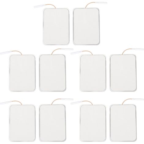 10 Pièces Électrodes Réutilisables 7x10cm pour Appareil TENS, Pads Adhésifs Hydrogel Thérapie Électrique, Trous 2.5mm (1/5)