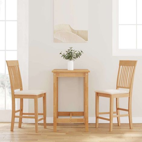 Taburetes de bar con cojines, 2 unidades, madera maciza natural, caucho