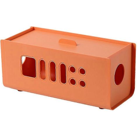 1 boîte de rangement de câbles de couleur orange foncé, multiprise avec protection contre les surtensions (1/5)