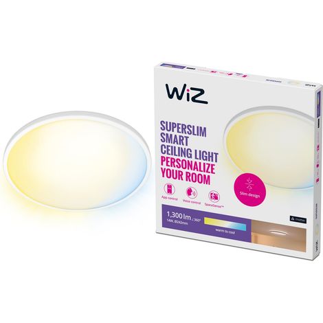 Plafonnier Connecté Wi-Fi SuperSlim blanc, 2700-6500K, 14W, Nuances de Blanc, fonctionne avec (1/5)