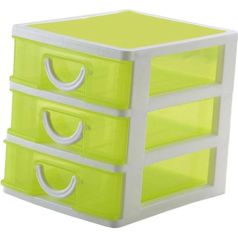 Vitrines cosmétiques, accessoires de toilette, organisateur de salle de bain, boîtes de rangement, meuble de rangement de comptoir à 3 tiroirs-yellow (1/5)