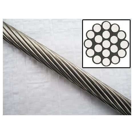 Stainless Steel Wire Rope Cable 12MM 1x19 (1M Length 1 x 19 Rigging Marine)