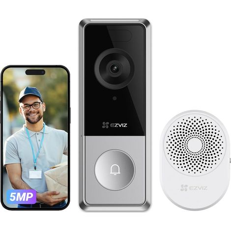 3K Sonnette Sans Fil Exterieur Etanche avec Caméra et Carillon Batterie Détachable de 9,600 mAh IP65 Vision Nocturne Couleur Détection Humaine Audio Bidirectionnel Installation CP8 (1/5)