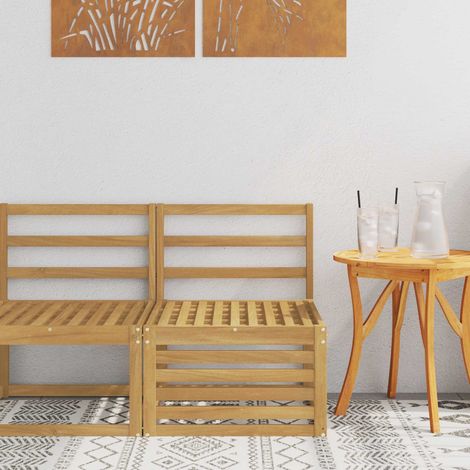vidaXL Sofa de milieu extérieur Bois d'Acacia Massif Blanc