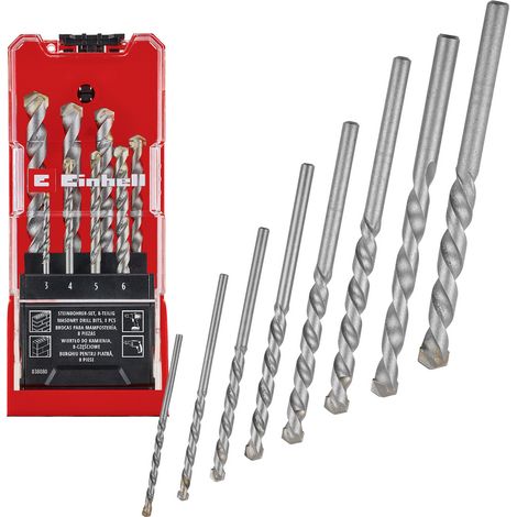 Einhell 38080 Kohlenstoffstahl Stein-Spiralbohrer-Set 8teilig 3 mm, 4 mm, 5 mm, 6 mm, 7 mm, 8 mm, 9 (1/5)