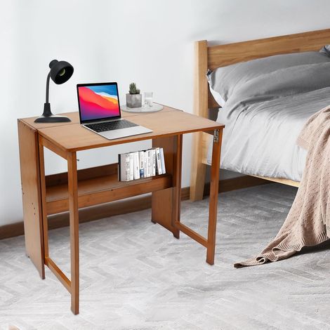 Tisch Kleiner Schreibtisch Klappbar Sekretär Faltbar Tisch Kleiner Computertisch Klapptisch Multifunktionstisch, Platzsparender, für Homeoffice Arbeitszimmer PC (Bräune) (1/5)