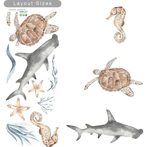 Adhesivo de pared con diseño de animales de dibujos animados, fácil de aplicar, SL6495A (1/2)