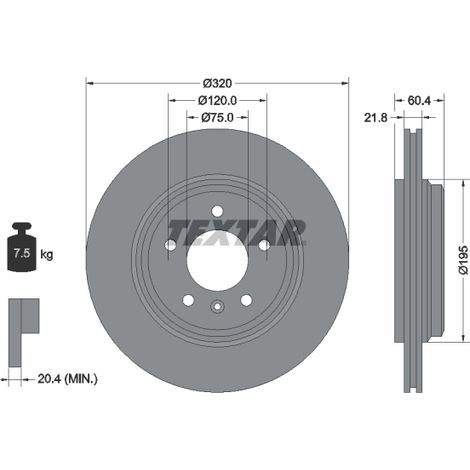 Lot de 2 Disques de frein Textar 92107003 BMW 1166073 1168073 34201166073