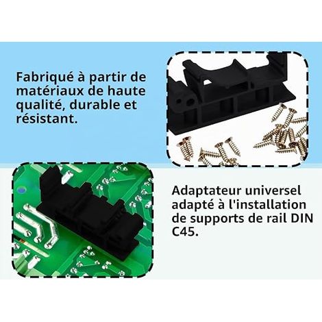 DIN Rail Adapter, DIN PCB Bracket, PCB Bracket Clip, DIN Rail Bracket Installation Adapter, Black, 35mm (1/3)