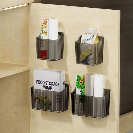 Pièces Boîtes de Rangement Murales Auto-Adhésives sans Trace, Organisateur Placard Cuisine, Maison et Cuisine Rangement sous Evier Paniers pour Armoires/Salles de bain/Réfrigérateurs (1/5)
