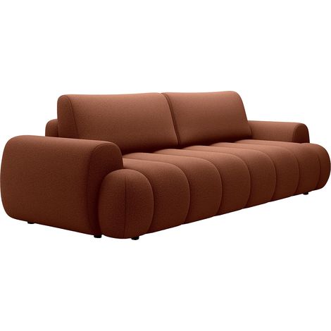 Canapé 4 places convertible en tissu terracotta FRIDORA (1/5)