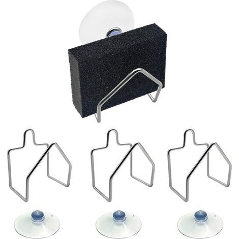 Porte éponge Cuisine INOX, Support d'éponge en Acier Inoxydable Support d'éponge de Bain à Ventouse Ferme pour torchon, Couvercle d'évier, Paquet de 4 savons (1/4)