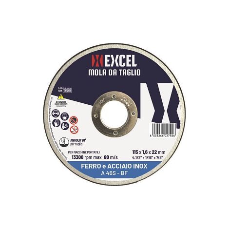 MOLA ABRASIVA EXCEL TAGLIO INOX 115X1,0X22,23 confezione da PEZZI 25