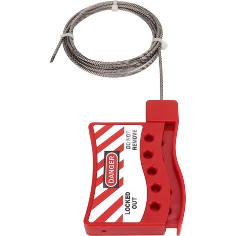 Câble de consignation réglable en acier inoxydable, longueur 2 m (6,56 pi), réutilisable, 5 trous de verrouillage, pour produits chimiques industriels